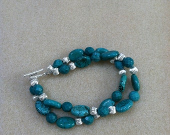 Genuine Turquoise Beaded Double Stranded Bracelet