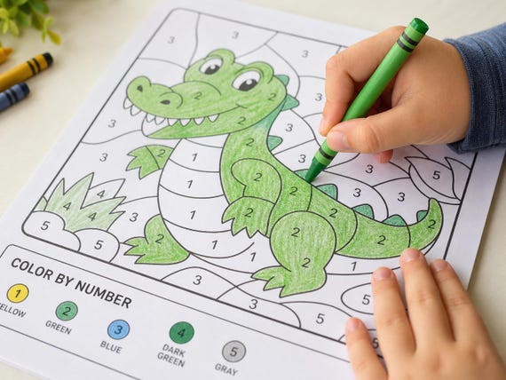 50 page Kids Color By Number Printable Book – Animals, Treats, Nature Scenes (Digital Download)
