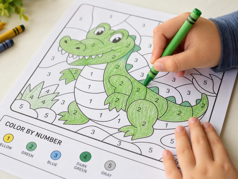50-sidig utskrivbar målarbok för barn – Djur, godis, naturscener (digital nedladdning) bild 1