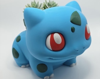 Bisasam-Blumentopf-Großer 3D-gedruckter PLA-Sukkulententopf - Niedliches Pflanzenhalter-Schreibtischdekor - Gamergeschenk - Pflanzenliebhabergeschenk - Pflanze nicht enthalten