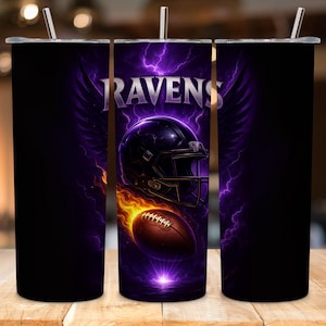 Purple Lightning Football Tumbler Wrap | Sports Helmet & Ball Skinny Design | Game Day Stainless Steel Tumbler Wrap | Digital Download