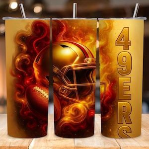 Golden Football Tumbler | Sports Helmet Stainless Steel Cup | Game Day Drinkware | 20oz Sublimation Tumbler with Straw | Digital Download