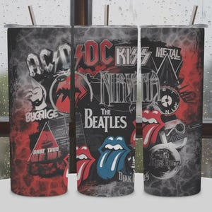 80er Jahre Musik 20 oz Becherverpackung, Rockin &#39;Music Band Tumbler Wrap PNG, 20 oz Skinny Tumbler Wrap, Sublimationsdesign, digitaler Download PNG