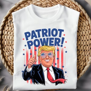 Patriot Power USA PNG, Trump American Flag Art, President Trump graphics, Republican Cartoon Shirt Design, MAGA Clipart Digital Download