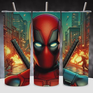 Super Hero 20oz Skinny Tumbler Wrap | DeadXpool 20oz Skinny Tumbler Sublimation Design | Movie Character Tumbler Wrap PNG | Digital Download
