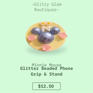 Glittered and Bead Embellished Adhesive Phone Grip & Stand-Disney Parks “Minnie Mouse” Inspired