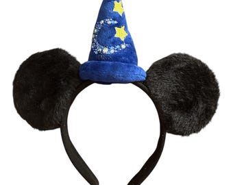 Op tovenaar Mickey geïnspireerde oren| Verbazingwekkende Disney-hoofdband|Sprankelende Fantasia-tovenaarshoedoren|Accessoires in Disney Parks-stijl