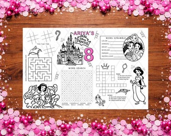 Princess Activity Sheet – Editable Canva Birthday Games (Digital Download)