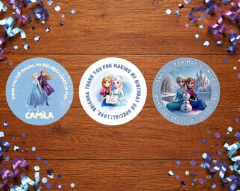 Frozen Inspired Birthday Favor Labels | 2x2 Circle Stickers (Digital Download)