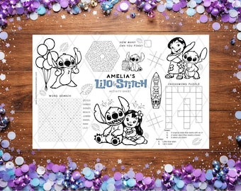Lilo and Stitch Activity Sheet Template 17x11 | Canva Template | Coloring Instant Download Printable