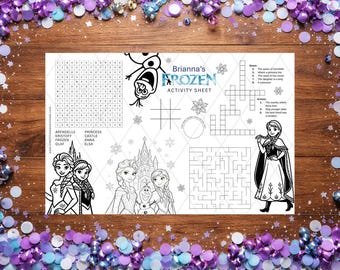 Frozen Activity Sheet | Editable Kids Birthday Coloring Page (Digital Download)
