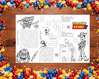 Toy Story Activity Sheet Template 17x11 | Canva Template | Coloring Instant Download Printable