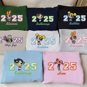 Powerpuff Girls Embroidered Sweatshirt – 90s Cartoon Crewneck – Custom Character Shirt - Gift For Friends – Y2K Gift ESN1360-1364