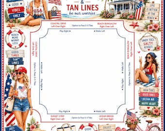 Tapis de mahjong de plage patriotique, chemin de table de mahjong d'été de la côte des États-Unis