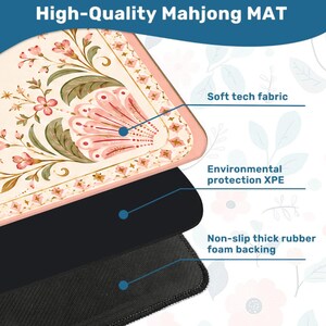 Pink Palm Leopard Mahjong Mat, Chinoiserie Tropical Game Surface, Preppy Decor image 11