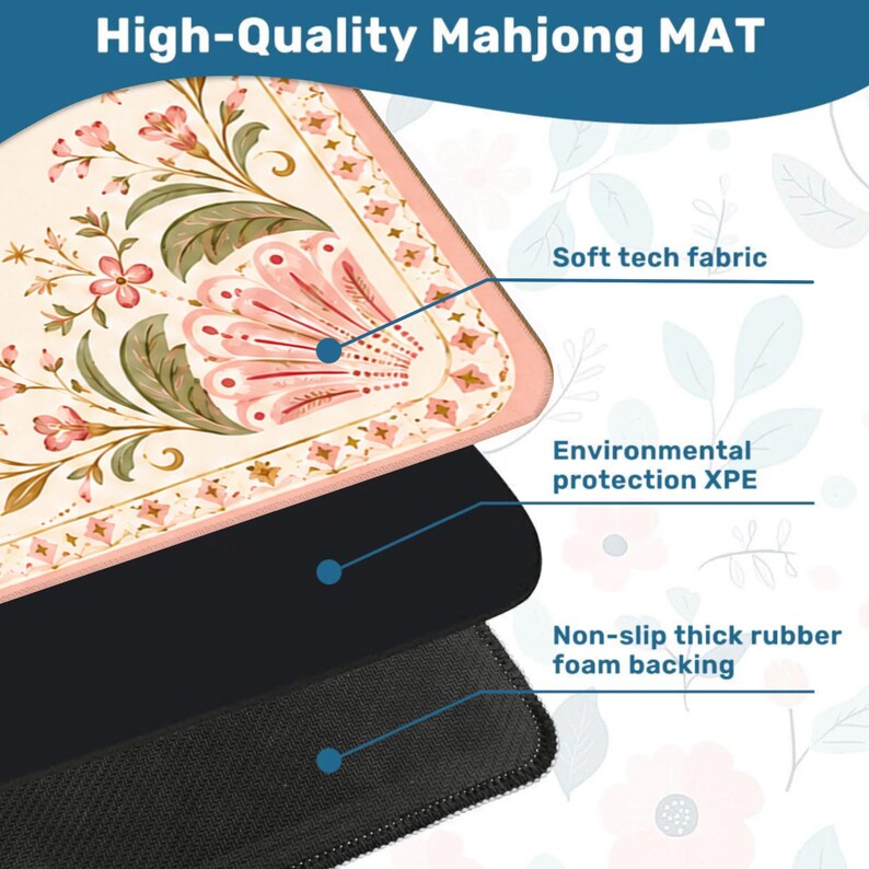 Pink Palm Leopard Mahjong Mat, Chinoiserie Tropical Game Surface, Preppy Decor image 11