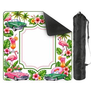 Tappetino da Mahjong con fenicotteri tropicali, decorazione retrò per tavolo da cocktail, accessorio per feste a tema costiero immagine 7