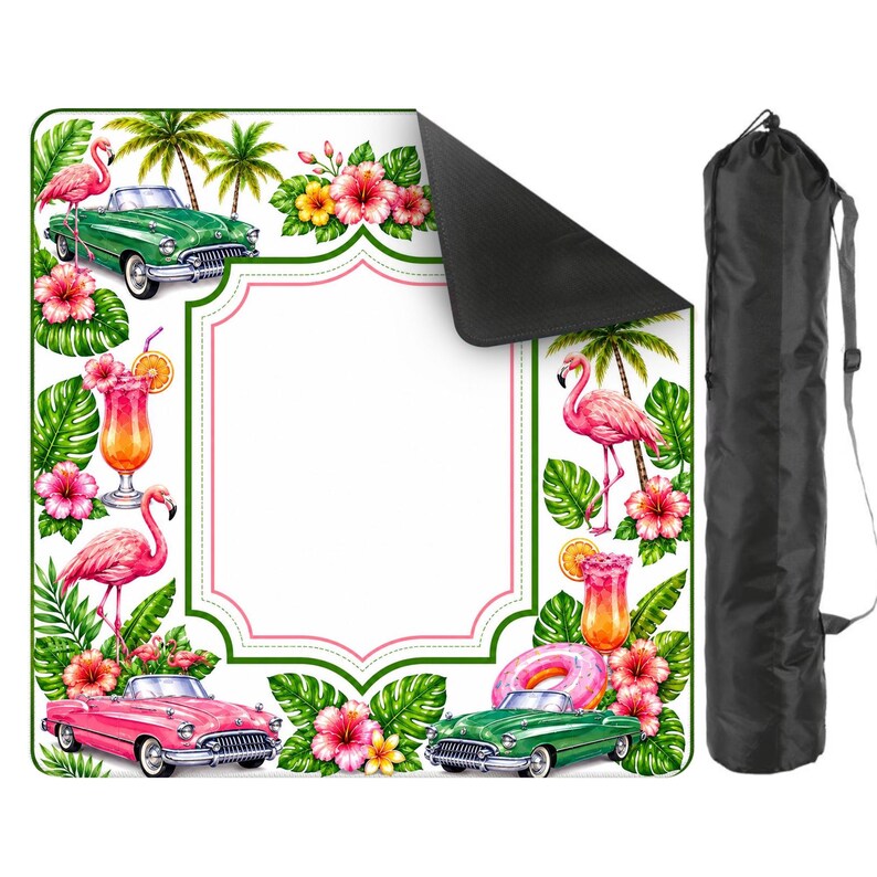 Tappetino da Mahjong con fenicotteri tropicali, decorazione retrò per tavolo da cocktail, accessorio per feste a tema costiero immagine 7
