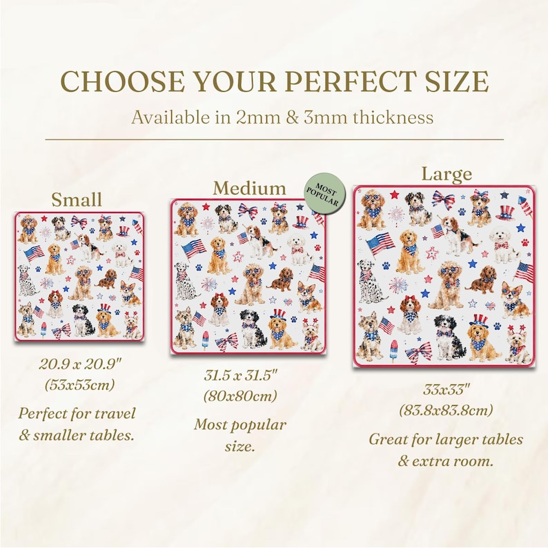 Patriotic Dogs Mahjong Mat, Fourth of July Puppy Game Mat, USA Holiday Lover Gift image 8