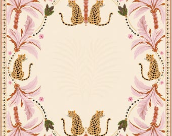 Custom Pink Palm Tree Leopard Mahjong Mat, Grandmillennial Safari Game Cover