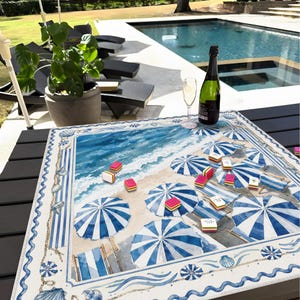 Mahjongmat Coastal Beach, gepersonaliseerd tafeldecor aan zee afbeelding 1