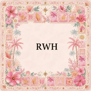 Pink Coastal Mahjong Mat, Tropical Hibiscus Beach House Game Table Cover image 4