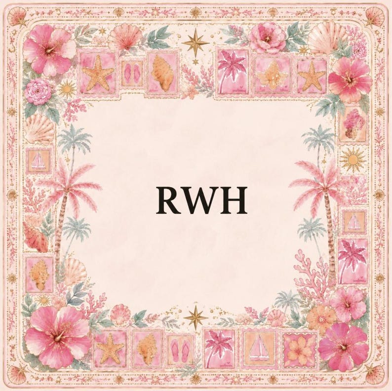 Pink Coastal Mahjong Mat, Tropical Hibiscus Beach House Game Table Cover image 4
