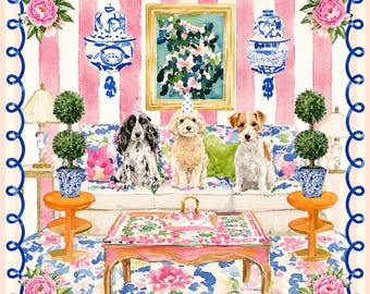 Tapis de mahjong pour chiens Chinoiseries Grandmillennial, housse de table de jeu floral pour chiots