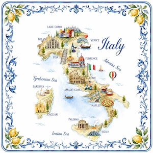 Italy Map Mahjong Mat, Italian Travel Game Table Cover, La Dolce Vita Amalfi Coast