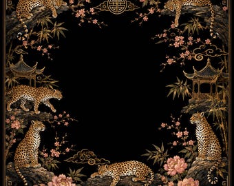 Tapis de mahjong léopard en or noir, décoration de table de jeu Academia sombre
