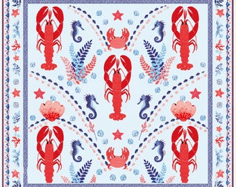 Tapis de mahjong homard, housse de table de jeu côtière, cadeau maison de plage en bord de mer