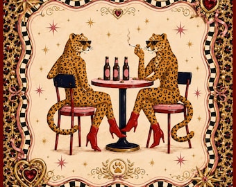 Tapis de mahjong léopard de luxe, décoration de soirée glam guépard, chemin de table safari chic