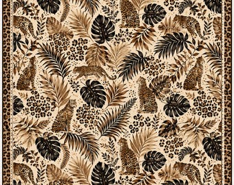 Tapis de mahjong jungle léopard, chemin de table de jeu feuille de palmier safari, cadeau de mahjong tropical