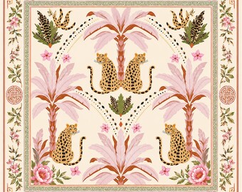 Tapis de mahjong léopard palmier, chinoiserie, couverture de table BCBG grand millénaire