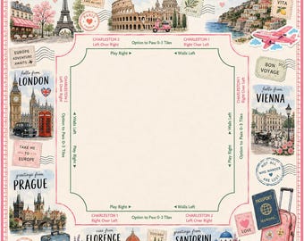 Tapis de voyage personnalisé de mahjong, Paris Rome, côte amalfitaine, Europe Asie, cadeau voyage mahjong