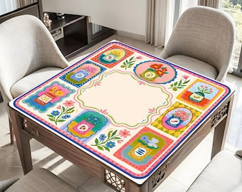 Italian Pantry Mahjong Mat, Mediterranean Folk Art Game Table Cover