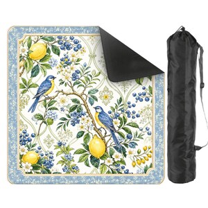 Bluebird Zitrone Mahjong Matte, Cottagecore Zitrus Garten Spielmatte, Botanische Blumentischdecke Bild 11