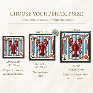 Vintage Lobster Mahjong Mat, Nautical Coastal Game Table Cover image 8
