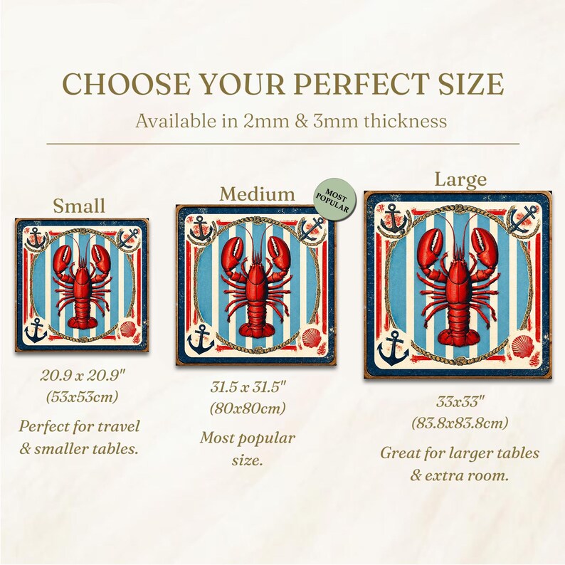 Vintage Lobster Mahjong Mat, Nautical Coastal Game Table Cover image 8