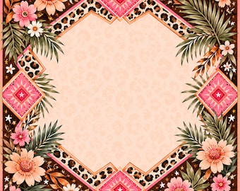 Tapis de mahjong léopard bohème, table de jeu western cow-girl chic, décor floral du désert