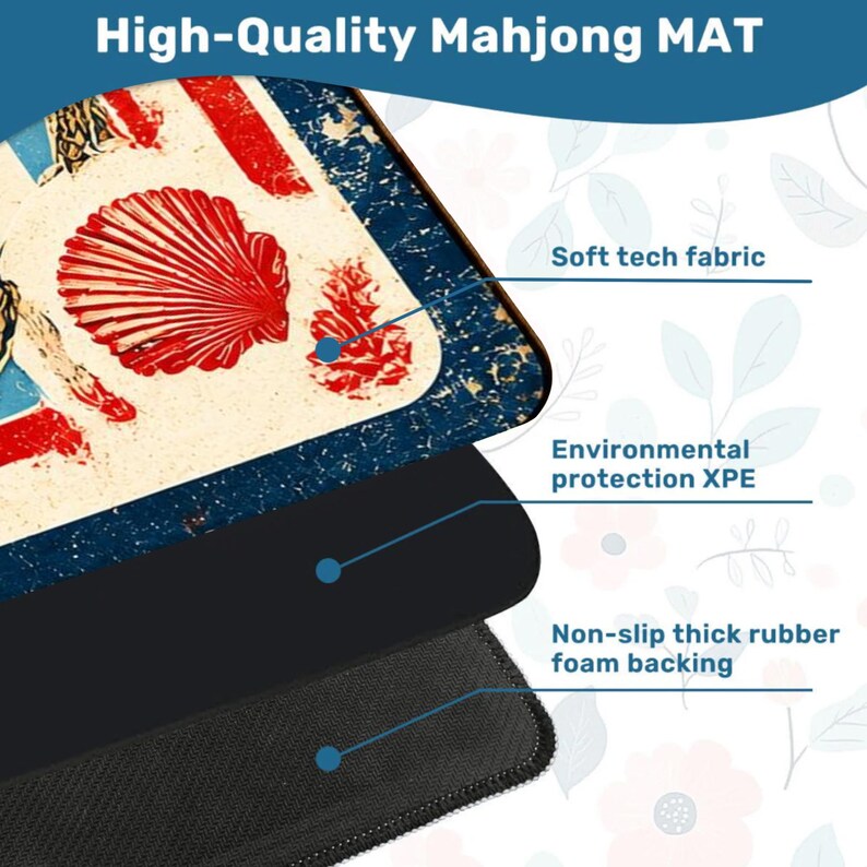 Vintage Lobster Mahjong Mat, Nautical Coastal Game Table Cover image 5