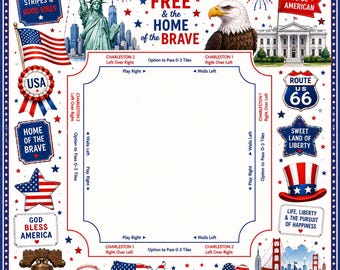 Tapis de mahjong américain patriotique, revêtement de table de jeu américain, pays libre, patrie des braves
