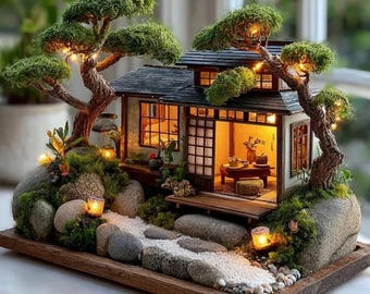 Adorno japonés para casa, de acrílico plano 2D, decoración zen asiática.