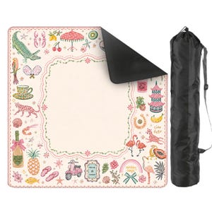 Tappetino da Mahjong stravagante, tavolo da gioco rosa a tema costiero, accessorio per feste tropicali immagine 15