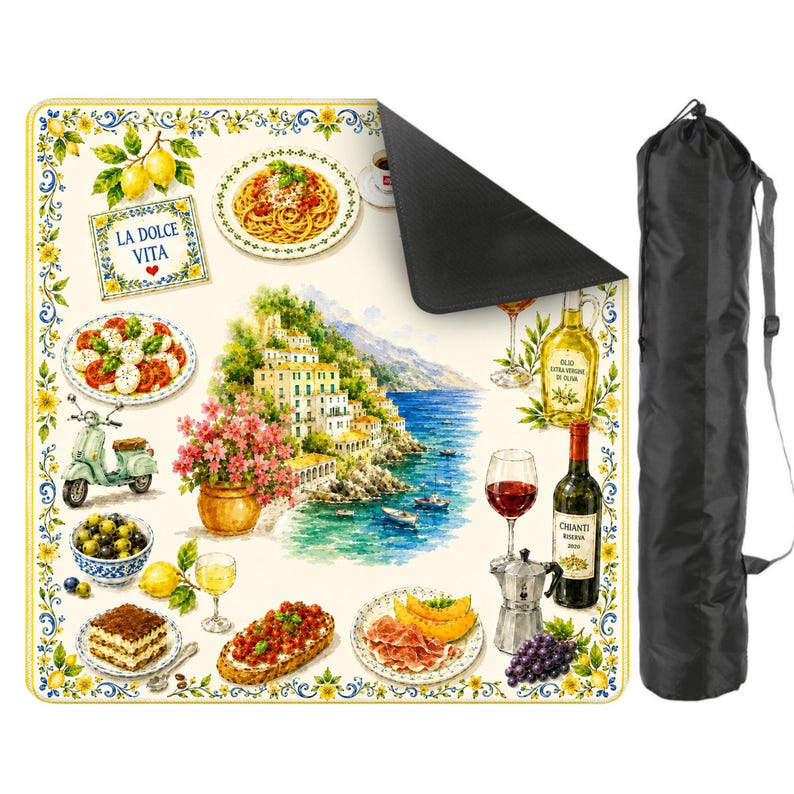 Italian Coast Mahjong Mat, Amalfi La Dolce Vita Mahjong Game Surface image 12