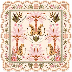 Chinoiserie Leopard Palme Mahjong Matte, Grandmillennial Preppy Tischdecke