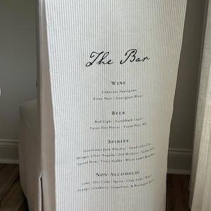 Striped Linen Sign, Custom Linen Bar Sign, Fabric Bar Sign, Bar Sign, Signature Cocktails Sign, Minimalist Bar, His and Hers Wedding Bar