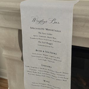 Striped Linen Sign, Custom Linen Bar Sign, Fabric Bar Sign, Bar Sign, Signature Cocktails Sign, Minimalist Bar, His and Hers Wedding Bar