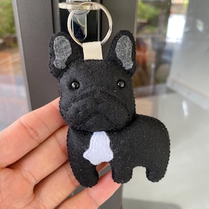 Handmade Felt French Bulldog Keychain, Wool Felt French Bulldog, Felt French Bulldog Ornament