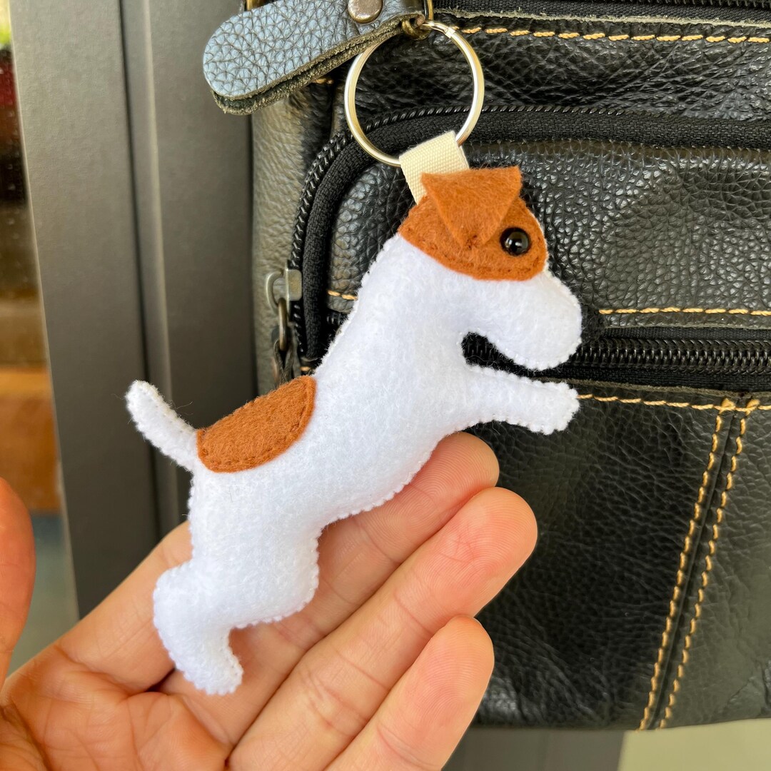Handmade Felt Jack Russell Keychain, Cute Dog Bag Charm, Jack Russell ...